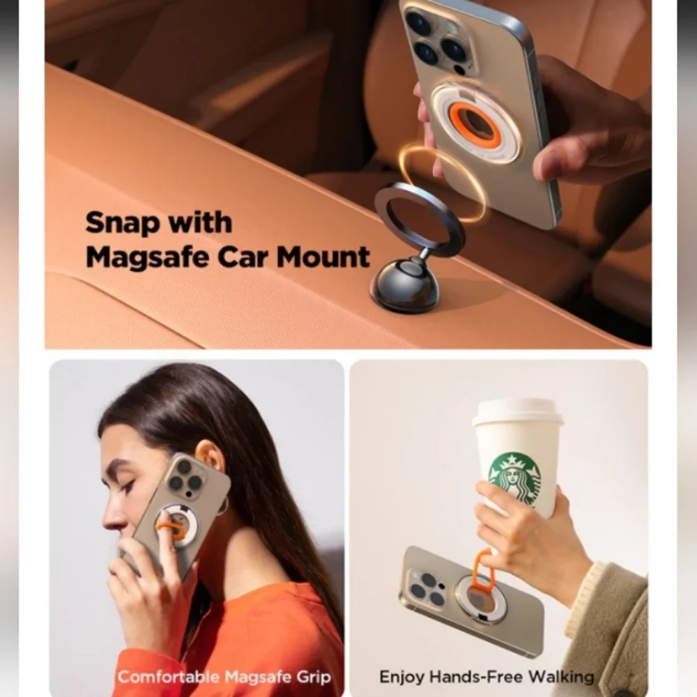 NIB! Silver Magnetic Phone Ring Holder